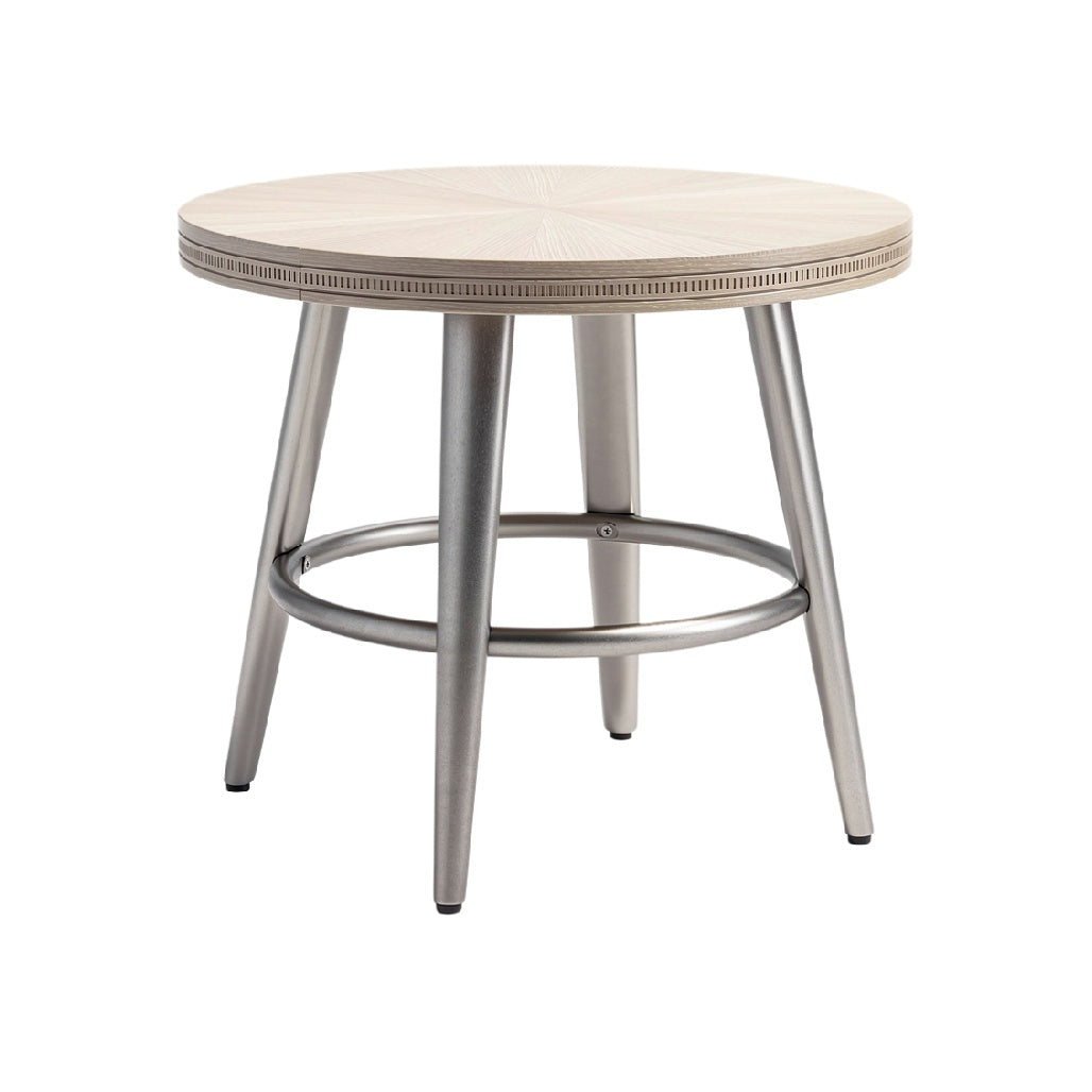 Round Wood and Metal Dining Table with Sleek Design