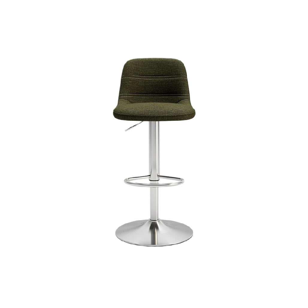 Modern Adjustable Bar Stool with Fabric Upholstery and Sleek Metal Base